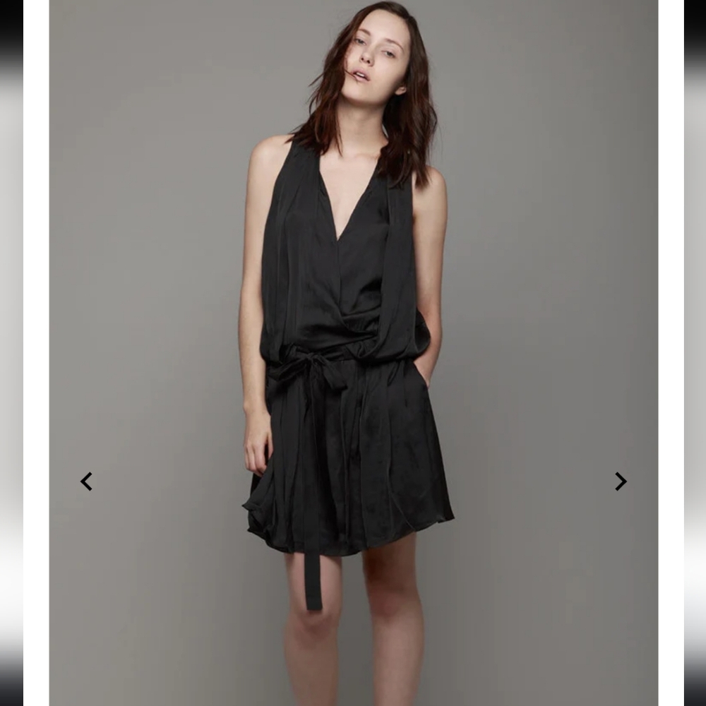 Alexander Wang Draped Black Blouson Sleeveless Dress